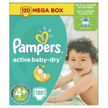 Подгузники детские Pampers Active Baby Maxi Plus 4+, 9-16кг 120 шт.Mega Pack