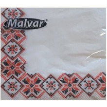 Серветка Malvar вишиванка червона 30*30см 2-ох шарові 40шт (4820227530427)