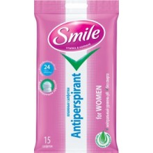 Влажные салфетки Smile Antiperspirant с натуральными экстрактами для женщин 15 шт