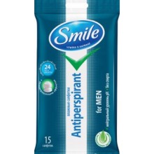 Вологі серветки Smile Antiperspirant з натуральними екстрактами для чоловіків 15 шт.