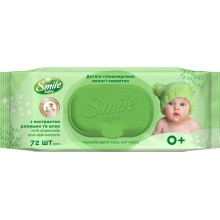 Вологі серветки для дітей Smile Baby з екстрактом ромашки, алоє та вітамінним комплексом з клапаном 72 шт (4823071653984)