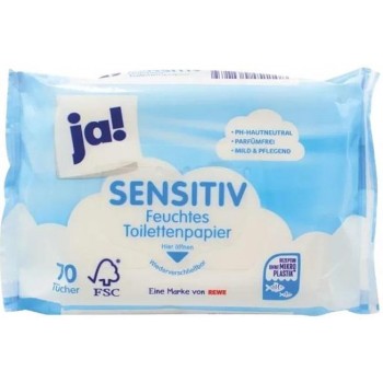 Вологий туалетний папір Ja! Sensitiv 70 шт (4388860451108)