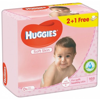 Вологі серветки для дітей Huggies Soft Skin 56*(56 х 3 шт) шт. (5029053550213)