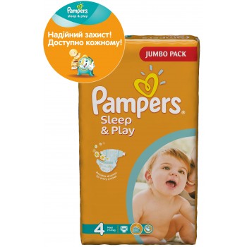 Пiдгузники PAMPERS Sleep & Play Maxi 4 (7-14 кг) Джамбо 68шт