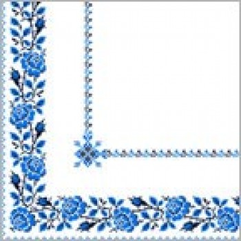 Серветка Марго Вишиванка "Квіти" синя 20 листів 3-шари (24*24) (482076640462)