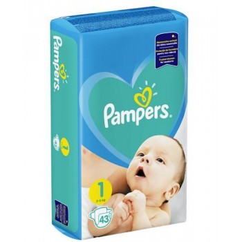 Подгузники Pampers New Baby-Dry Размер 1 (Для новорожденных) 2-5 кг 43 подгузника (8001090950499)