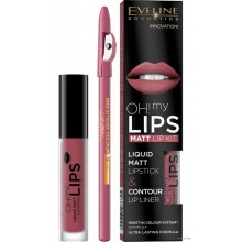Набор Eveline губная помада №4 OH MY LIPS + карандаш для губ Max Intense Color №12 Pink (5901761966701)