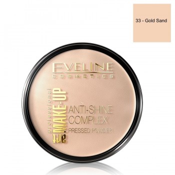 Компактная пудра для лица Eveline Anti-Shine Complex № 33 Golden Sand (5901761904505)