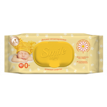 Вологі серветки для дітей Smile Baby з екстрактом Ромашки та Алоє з клапаном 60 шт (4823071617528)