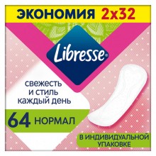 Ежедневные гигиенические прокладки Libresse Daily Fresh Normal 64 шт (7322540758214)