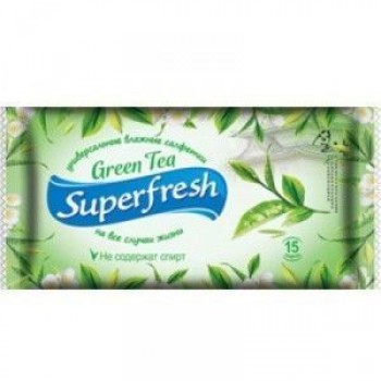 Вологі серветки Superfresh з ароматом зеленого чаю 15 шт. (4823071613490)