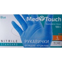 Перчатки нитриловые неопудренные голубые Med Touch L 100 шт (4820226660460)