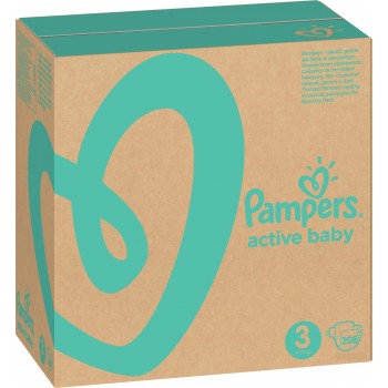 Підгузники Pampers Active Baby-Dry Розмір 3 (Midi) 6-10 кг, 208 підгузників (8001090910745)