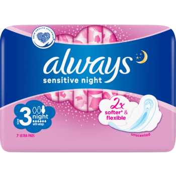 Гігієнічні прокладки Always Ultra Night Sensitive (Розмір 3) 7 шт (4015400552109)
