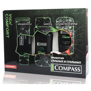 Набір чоловічий Compass Vital Comfort (шампунь+крем для гоління+бальзам після гоління) (3800023411558)