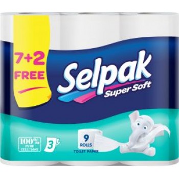 Туалетний папір Selpak Soft 3 шари 7+2 рулонів (8690530834118)