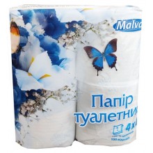 Туалетная бумага Malvar белая 2-х слойная 4 рулона (4820227530168)