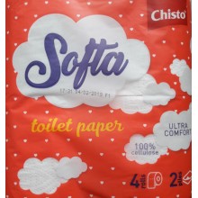 Папір туалетний двохшаровий Chisto Softa біло-рожева 4 рулона (4823098408352)