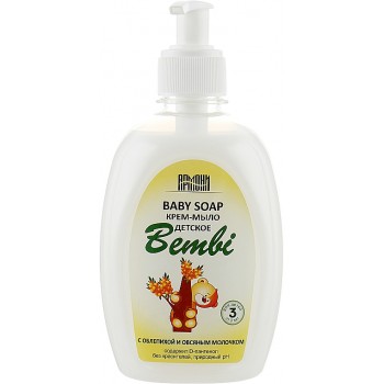 Жидкое детское мыло Армони Bembi Облепиха и Овсяное молочко с дозатором 330 мл (4820220680204)
