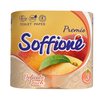 Туалетная бумага Soffione Premio персик 3 слоя 4 рулона (4820003836019) 