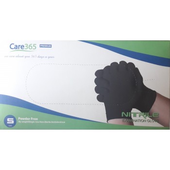 Перчатки нитриловые Care 365 Premium без пудры , 100шт "S" черные  (4820194990055)