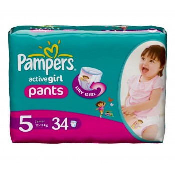 Підгузники - трусики дитячі Pampers Pants (5) Junior 12-18 кг 34 шт для дівчаток