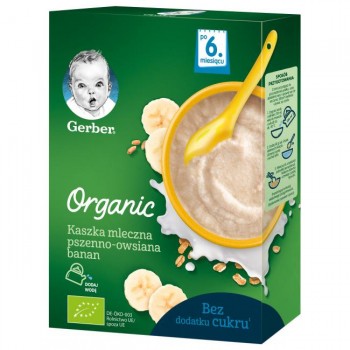 Молочна каша Nestle Organic пшенично-вівсяна з бананом з 6 місяців 240 г (7613036531498) 