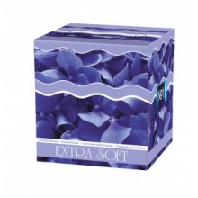 Салфетка косметическая Bella  в коробке 80 листов голубые лепестки