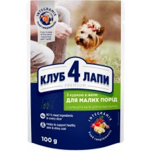 Влажный корм для взрослых собак малых пород Club 4 Paws Premium с Курицей в желе 100 г (4820083908880)