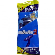  Станки одноразовые бритвенные Gillette 2 лезвия 5 шт + Blue 3 (1 шт.) в подарок