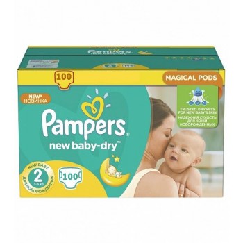 Підгузники дитячі Pampers New Baby-Dry Mini 2, 3-6кг 100шт BOX