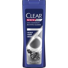 Шампунь против перхоти для мужчин Clear 3 в1 Очищение с активным углем 360 мл (8720181242007)