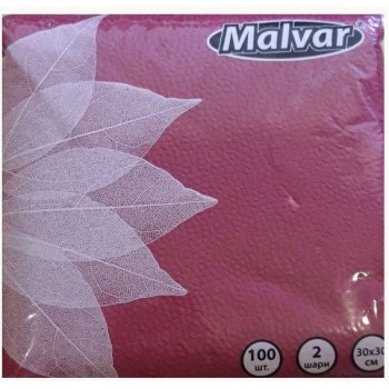 Салфетки Malvar бордовая 30*30 см 2-ох  шаровые 100 шт (4820227530410)