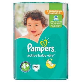 Подгузники детские Pampers Active Baby Maxi Plus 4+, 9-16кг 70 шт.