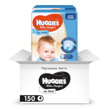 Подгузники детские Huggies Ultra Comfort 4, 8-14 кг 150 шт для мальчиков