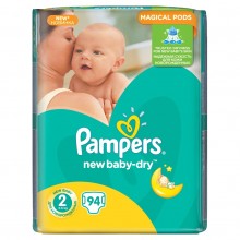 Подгузники Pampers New Baby-Dry Размер 2 (Mini) 3-6 кг, 94 подгузника