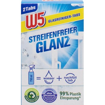 Таблетки для миття скла та скляних поверхонь W5 Streifenfreier Glanz 2 х 5 г (4056489233046)