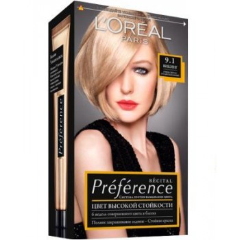 Фарба для волосся L'oreal Recital Preference 9.1 дуже світло- русий попелястий (3600520248837)