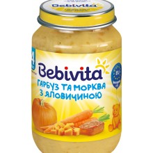 Овоще-мясное пюре Bebivita Тыква и морковь с говядиной с 4 месяцев 190 г (9007253104197) 