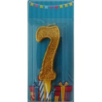 Свічка на торт цифра 7 золото (73220)