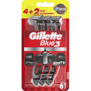 Станки для гоління Gillette Blue Red 3, 4+2 шт (7702018516759)