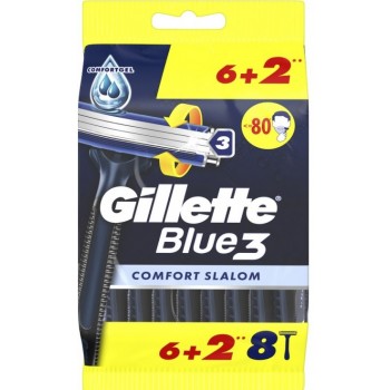 Бритви одноразові чоловічі Gillette Blue3 Comfort Slalom 6+2 шт (8006540808764)