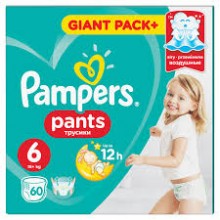 Подгузники-трусики Pampers Pants Размер 6 (Extra Large) 15+ кг, 60 подгузника (8001090995179)
