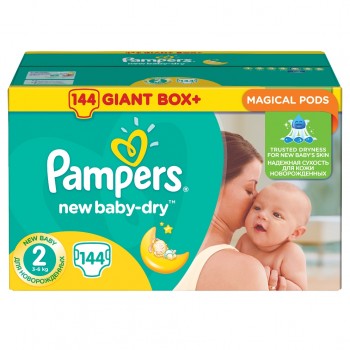 Підгузники Pampers New Baby-Dry Розмір 2 (Mini) 3-6 кг, 144 підгузника
