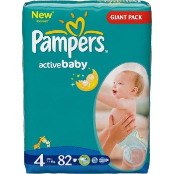 Підгузники дитячі Pampers Active Baby (4) Maxi 7-14 кг 82 шт Giant pack (4015400265177)