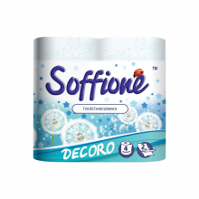 Туалетний папір Soffione Dekoro 2 шари 4 рулони Біло-блакитна  (4820003833001)