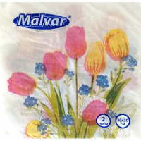 Серветка Malvar Тюльпани 30х30 см 2-ох шарова 20 шт (4820227530571)