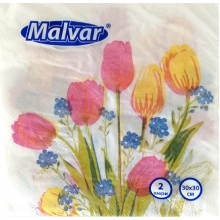 Салфетка Malvar Тюльпаны 30х30 см 2-х шаровая 20 шт (4820227530571)