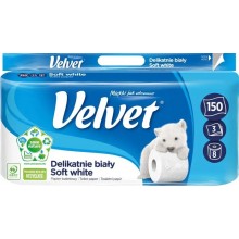 Туалетная бумага Velvet Soft white 3 слоя 150 отрывов 8 рулонов (5901478999009)