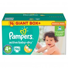 Подгузники Pampers Active Baby-Dry Размер 4+ (Maxi+) 9-16 кг, 96 подгузников